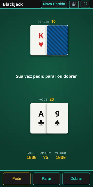 Mesa de Blackjack com cartas