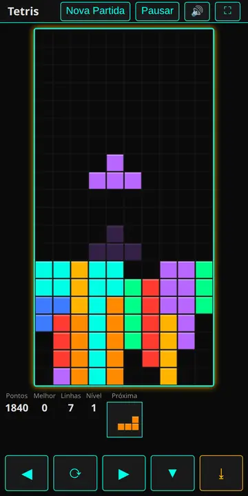 Tetris com peça em queda